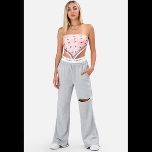 Grey Adika Flare Drawstring Sweatpants